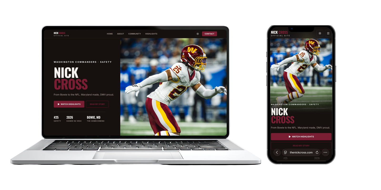 Nick Cross shown on device mockups